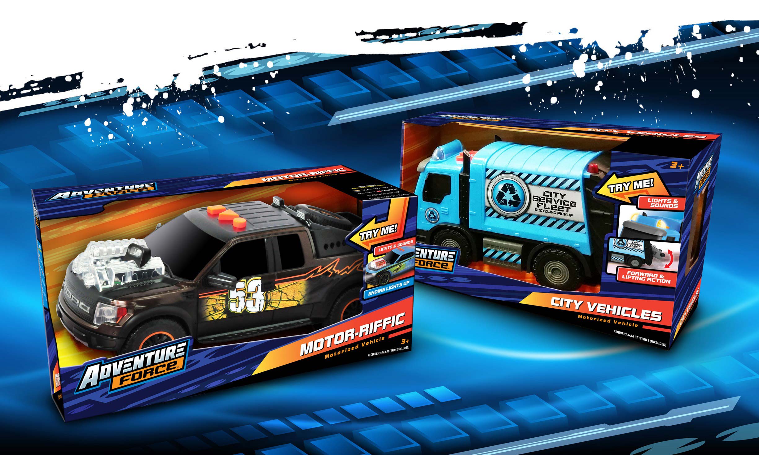 Private Label Walmart branding package design for Adventure Force action vehicles by McHale Design